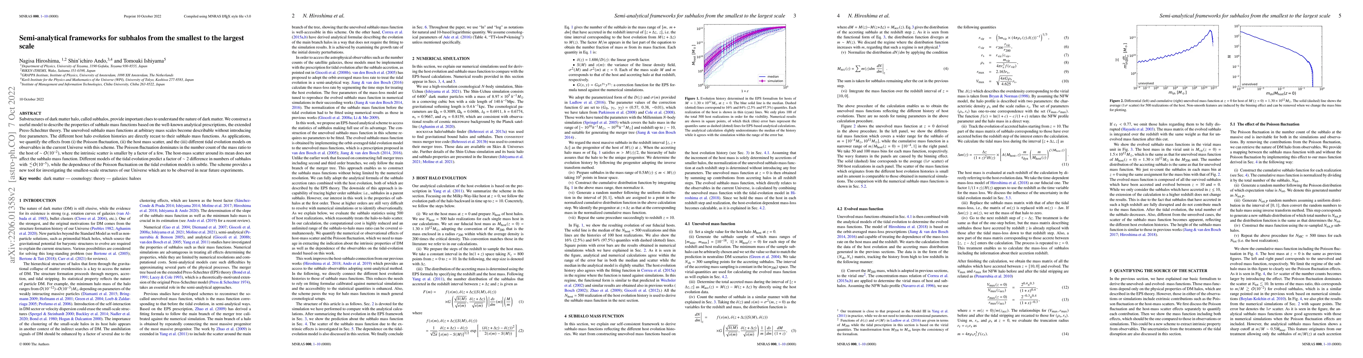 Thumbnail for Semi-analytical frameworks for subhalos from the smallest to the largest
  scale