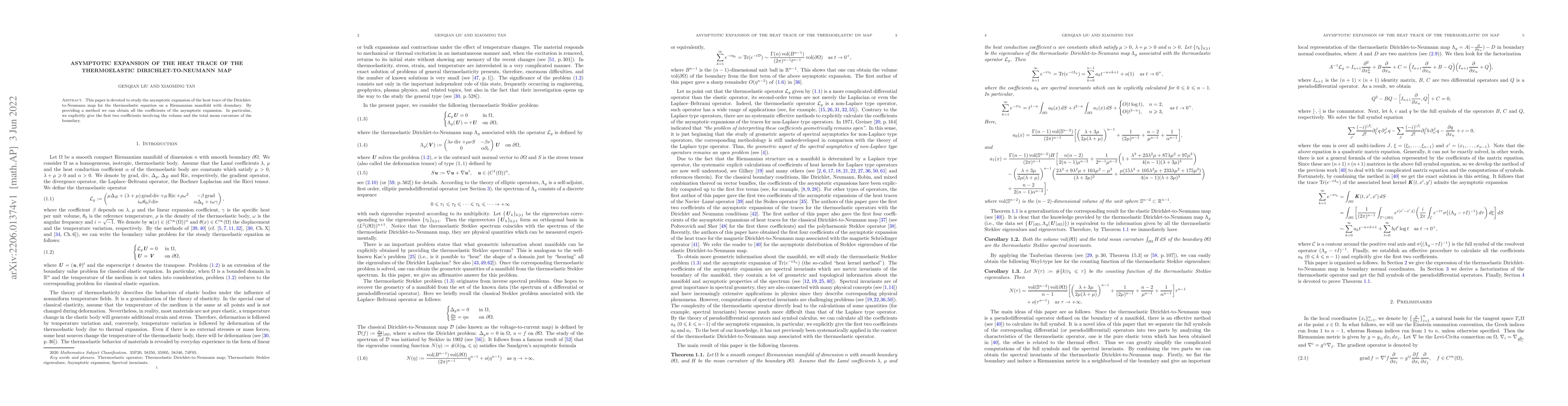 Thumbnail for Asymptotic Expansion of the Heat Trace of the Thermoelastic
  Dirichlet-to-Neumann map