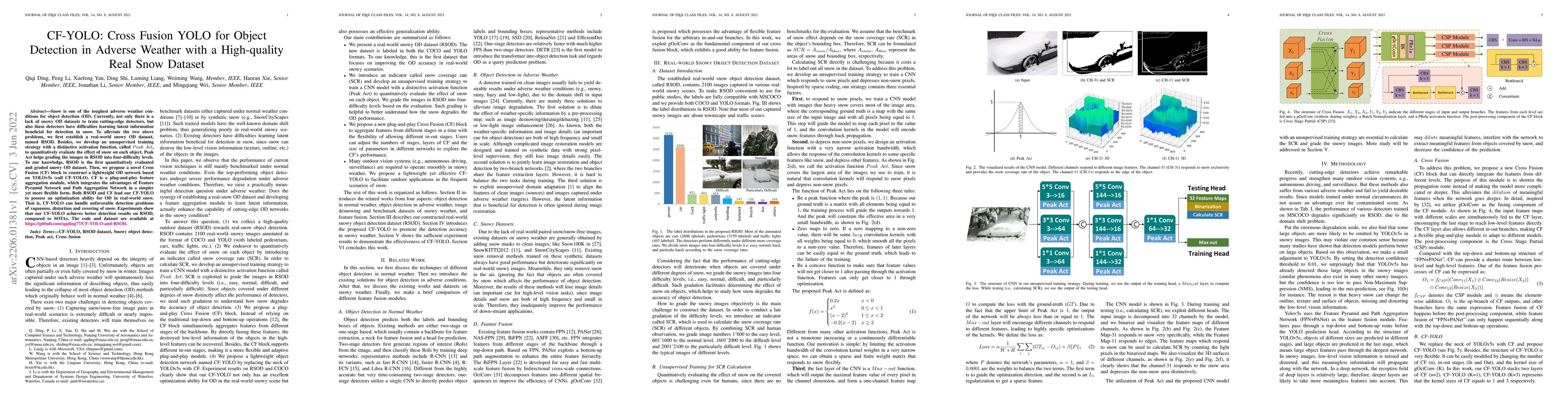Thumbnail for CF-YOLO: Cross Fusion YOLO for Object Detection in Adverse Weather with
  a High-quality Real Snow Dataset