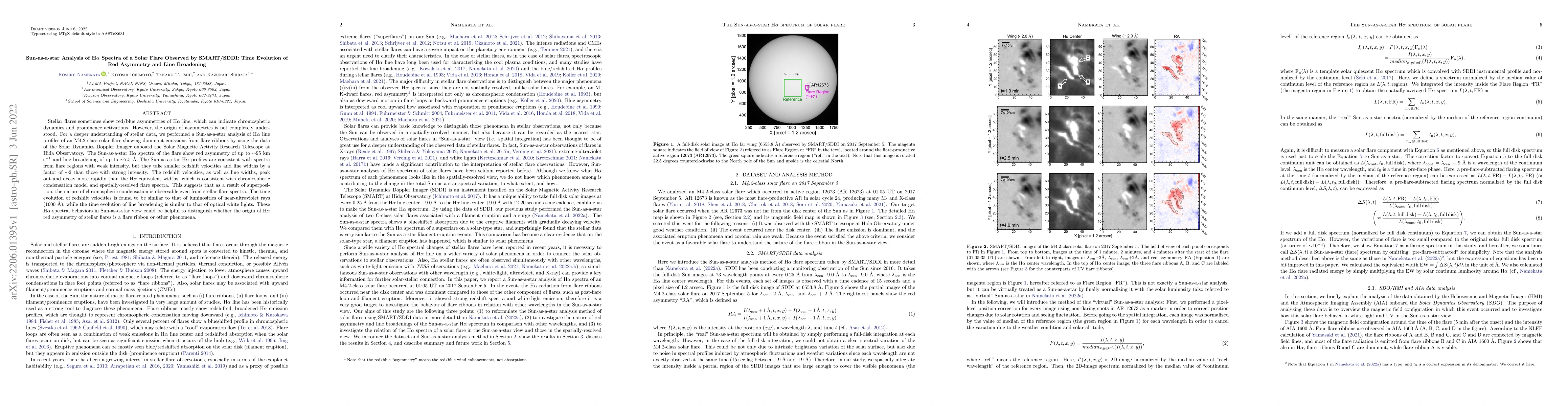 Thumbnail for Sun-as-a-star Analysis of H$\alpha$ Spectra of a Solar Flare Observed by
  SMART/SDDI: Time Evolution of Red Asymmetry and Line Broadening