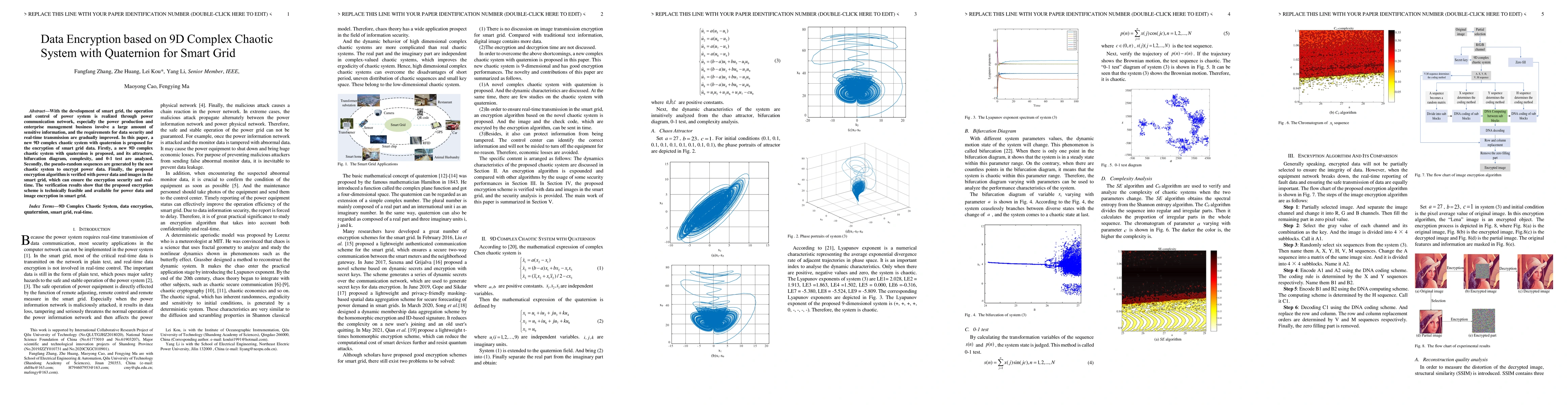 Thumbnail for Data Encryption based on 9D Complex Chaotic System with Quaternion for
  Smart Grid