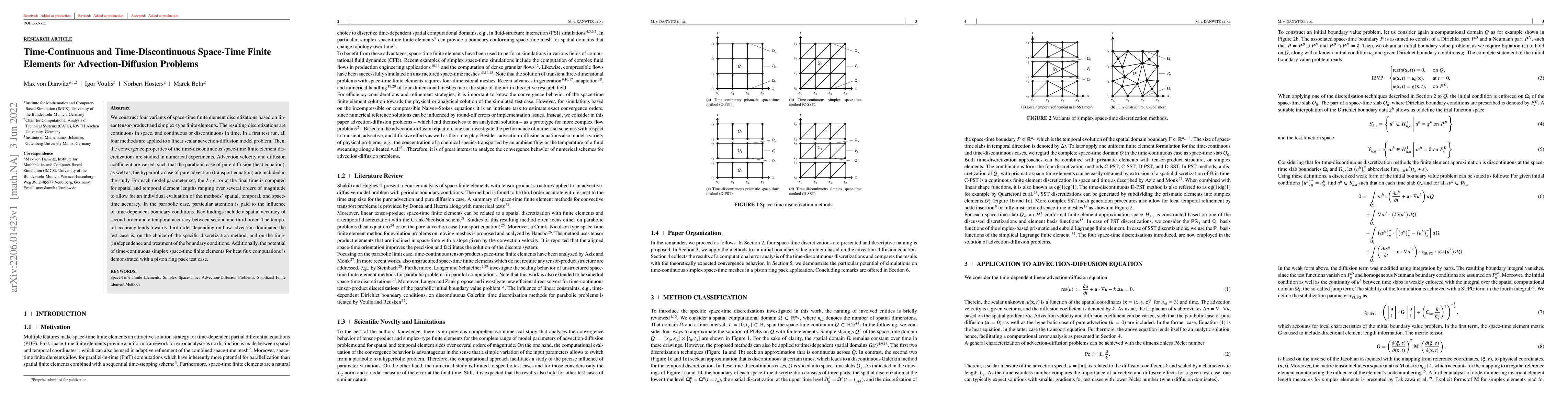 Thumbnail for Time-Continuous and Time-Discontinuous Space-Time Finite Elements for
  Advection-Diffusion Problems
