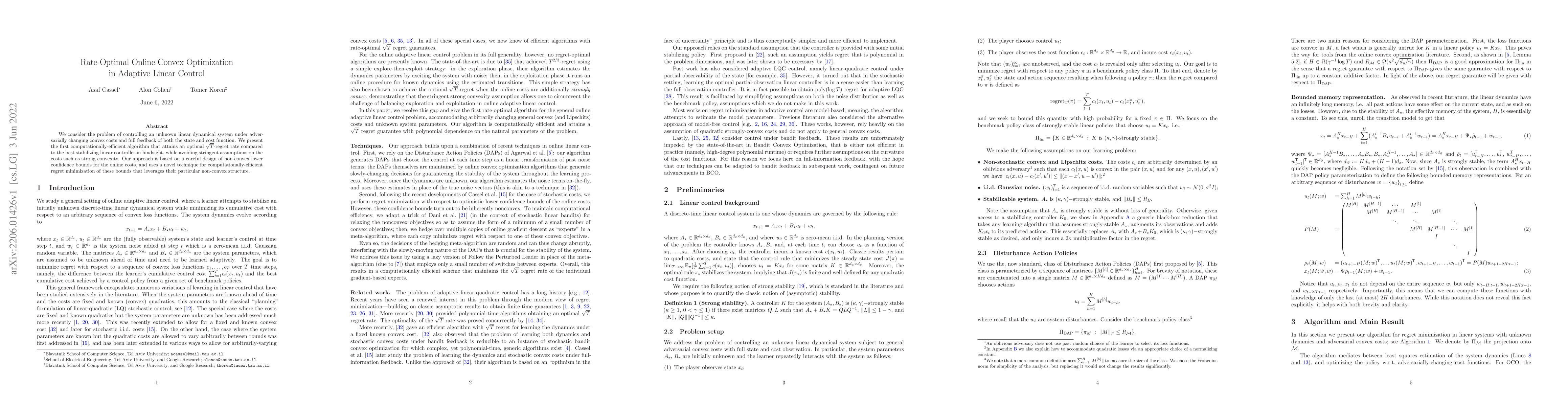 Thumbnail for Rate-Optimal Online Convex Optimization in Adaptive Linear Control