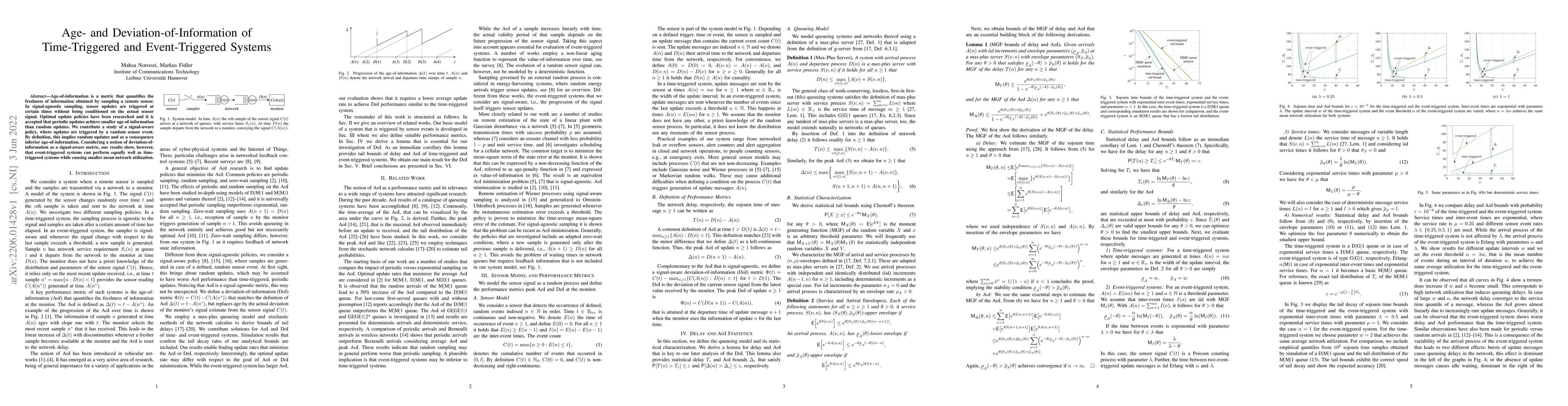 Thumbnail for Age- and Deviation-of-Information of Time-Triggered and Event-Triggered
  Systems