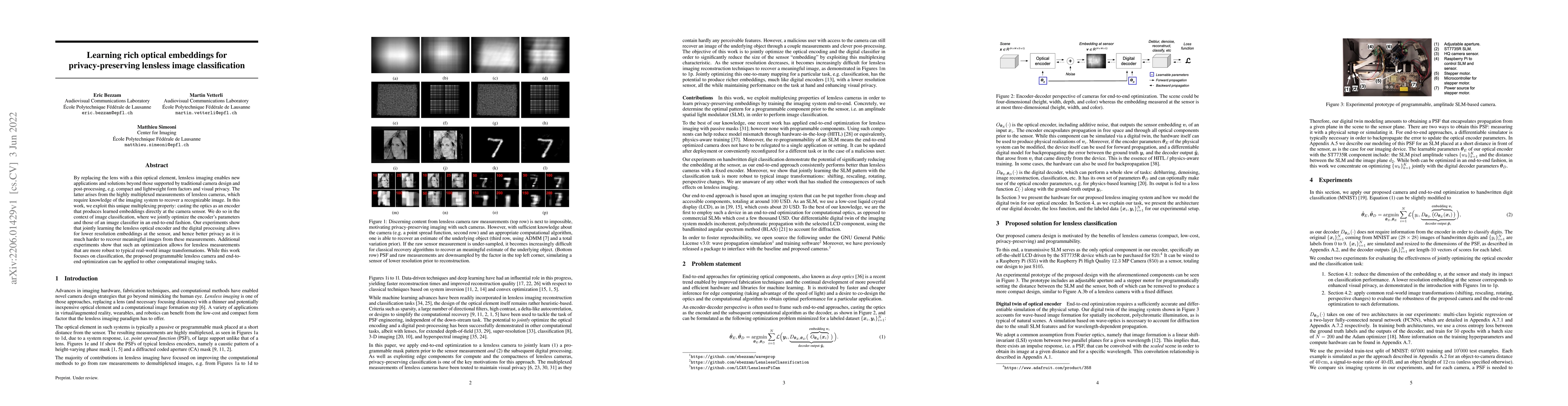 Thumbnail for Learning rich optical embeddings for privacy-preserving lensless image
  classification
