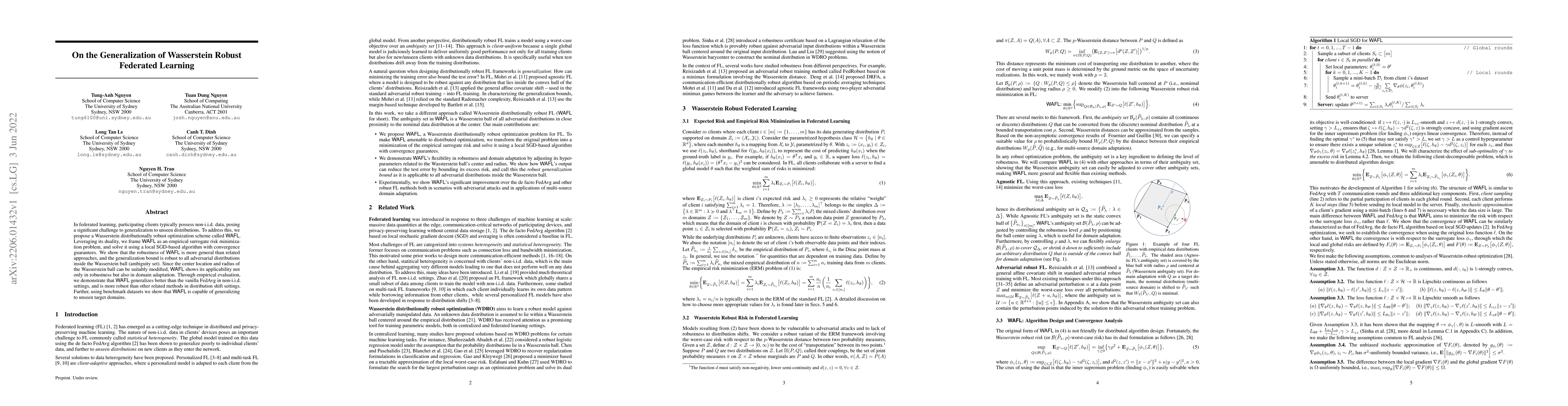 Thumbnail for On the Generalization of Wasserstein Robust Federated Learning