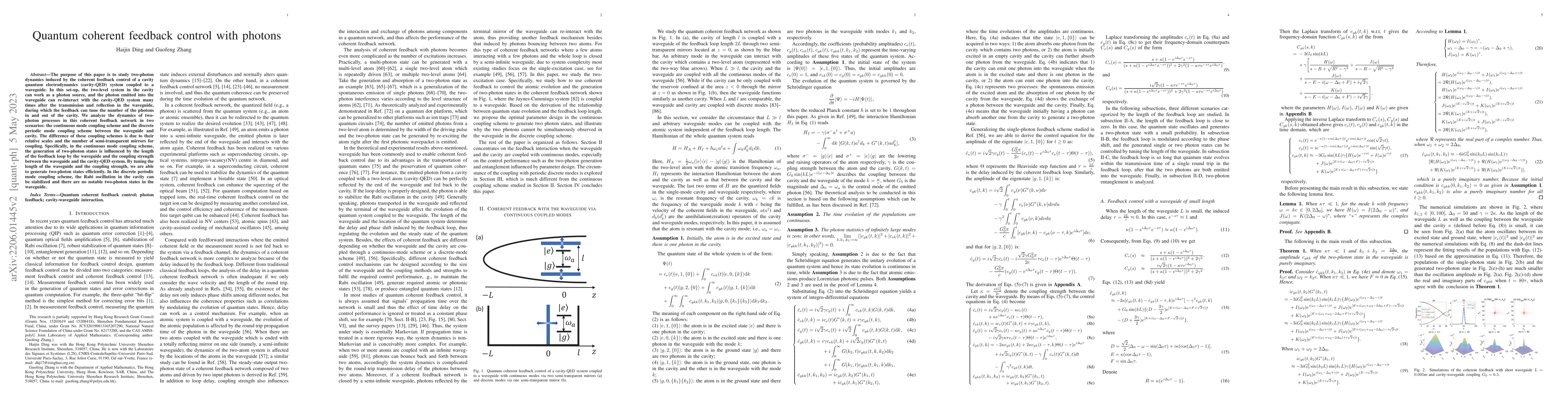 Thumbnail for Quantum coherent feedback control with photons