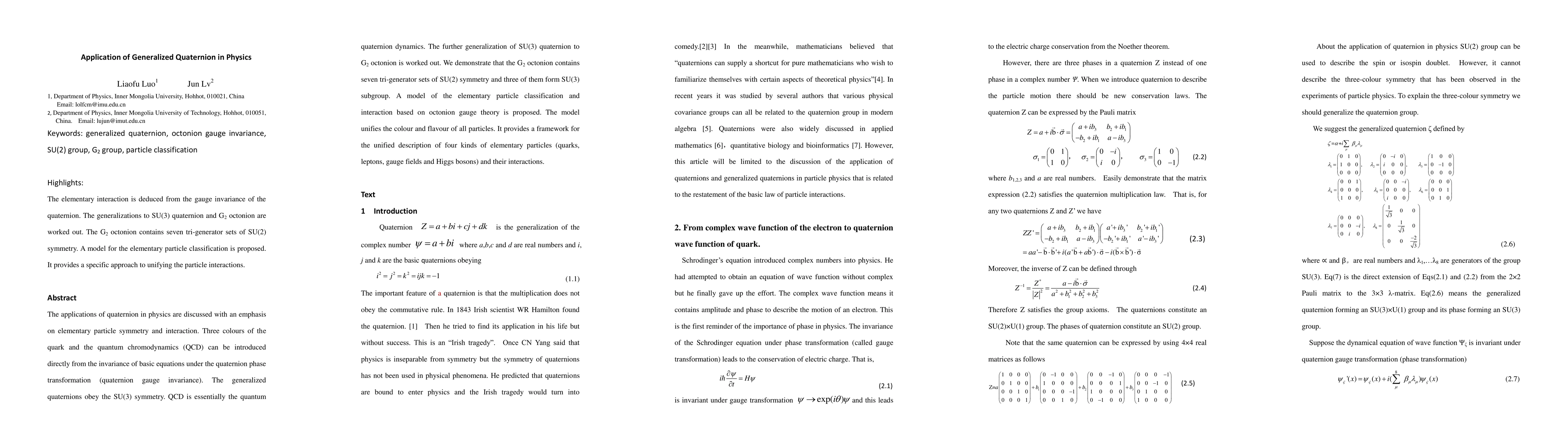 Thumbnail for Application of Generalized Quaternion in Physics