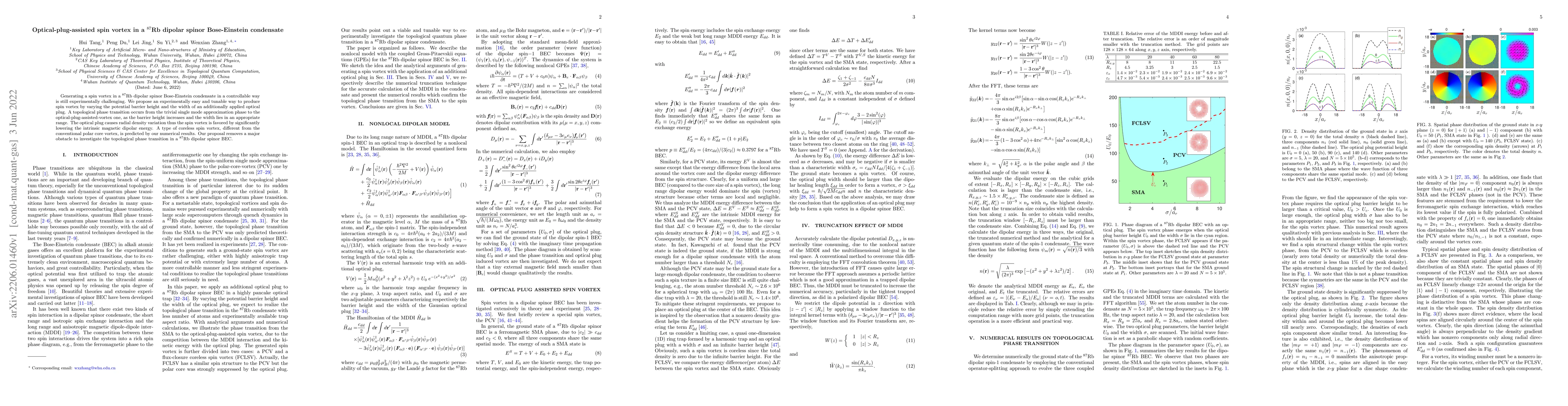 Thumbnail for Optical-plug-assisted spin vortex in a $^{87}$Rb dipolar spinor
  Bose-Einstein condensate