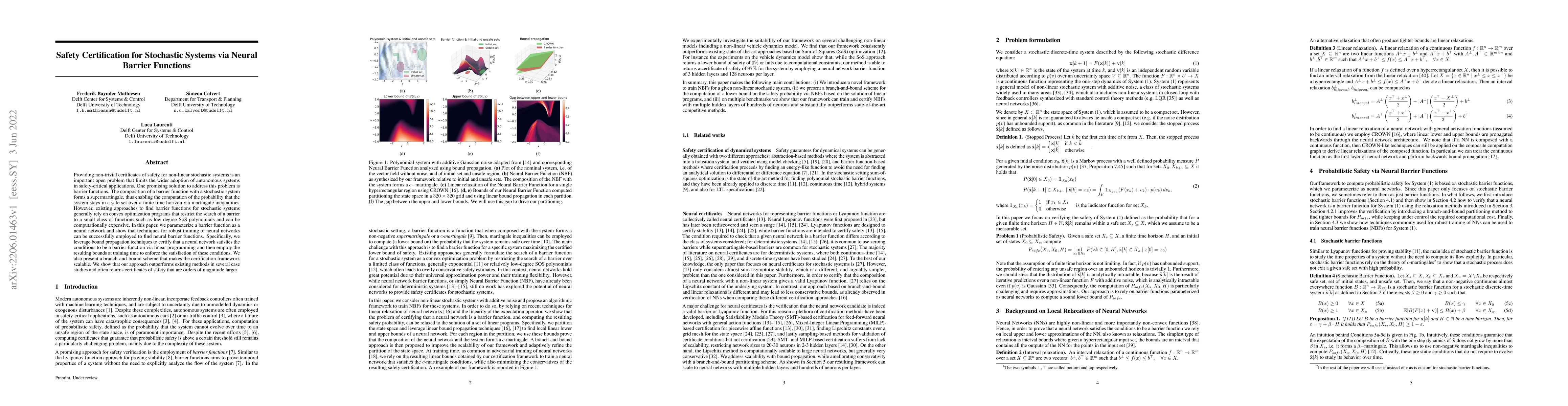 Thumbnail for Safety Certification for Stochastic Systems via Neural Barrier Functions