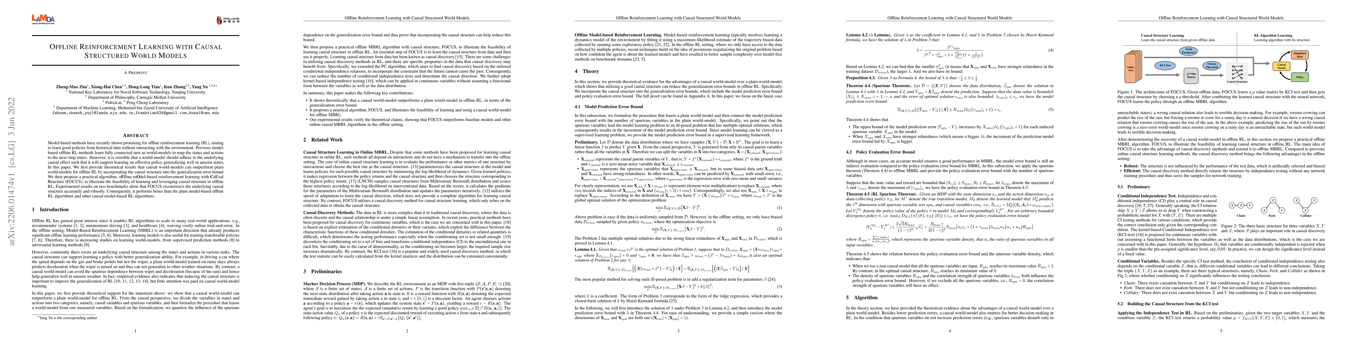 Thumbnail for Offline Reinforcement Learning with Causal Structured World Models