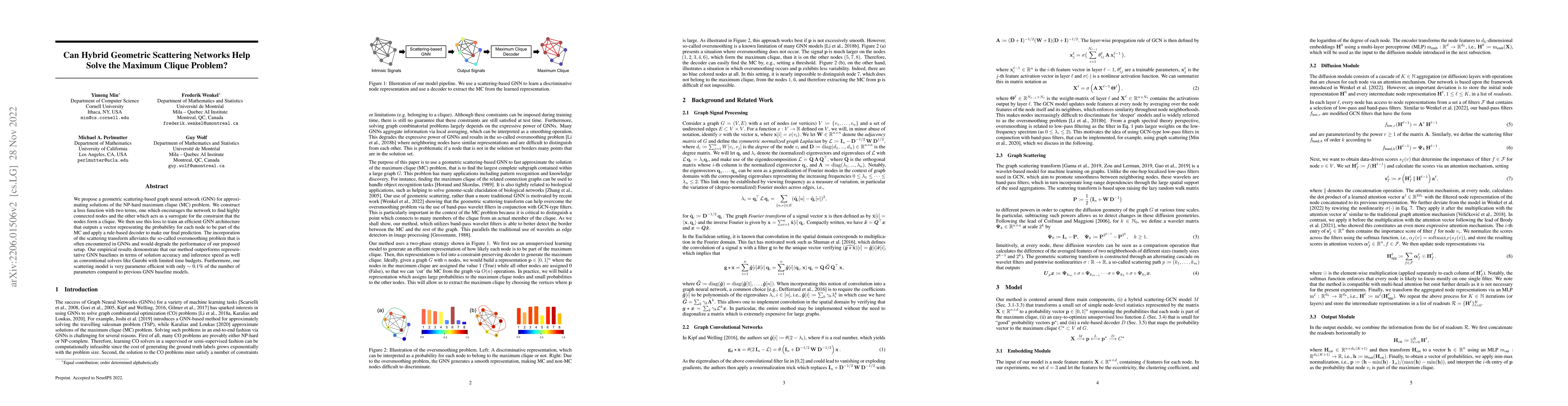 Thumbnail for Can Hybrid Geometric Scattering Networks Help Solve the Maximum Clique
  Problem?