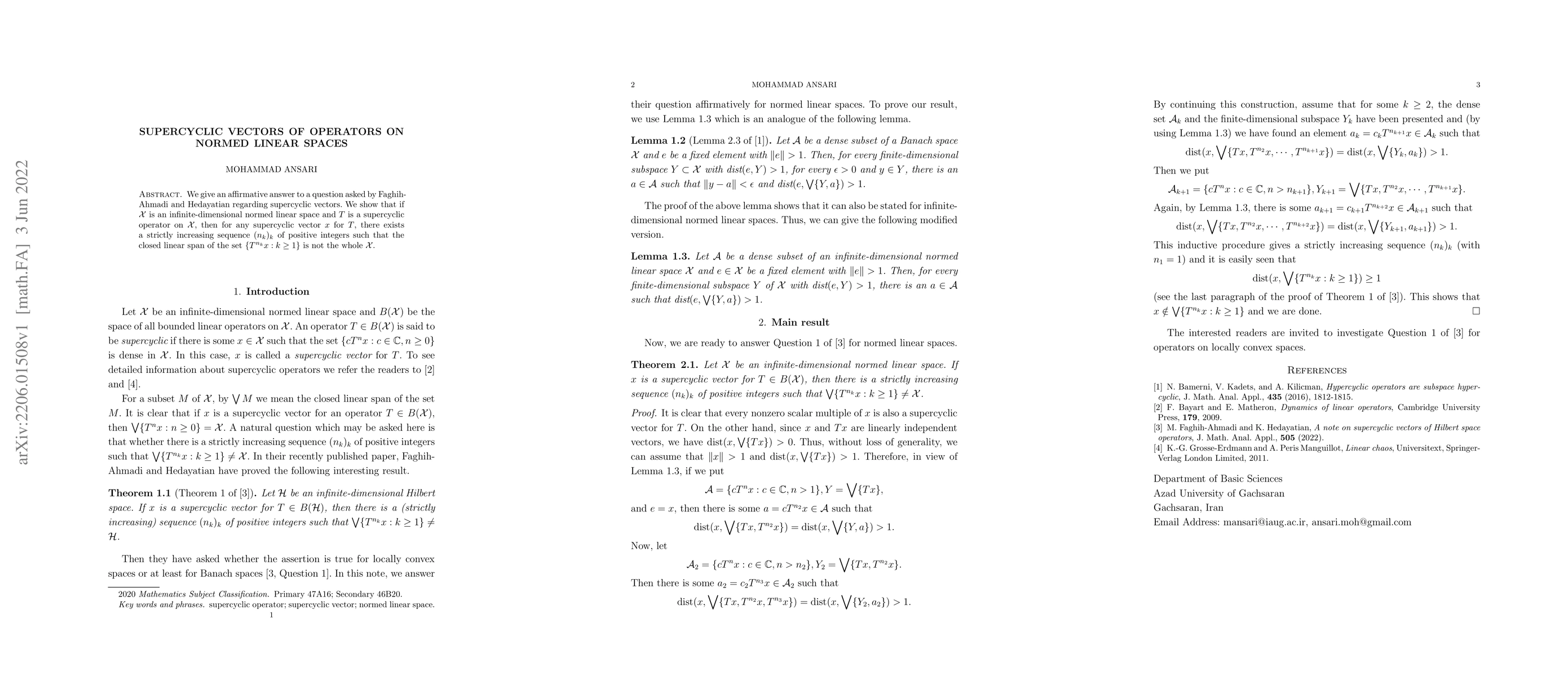 Thumbnail for Supercyclic vectors of operators on normed linear spaces
