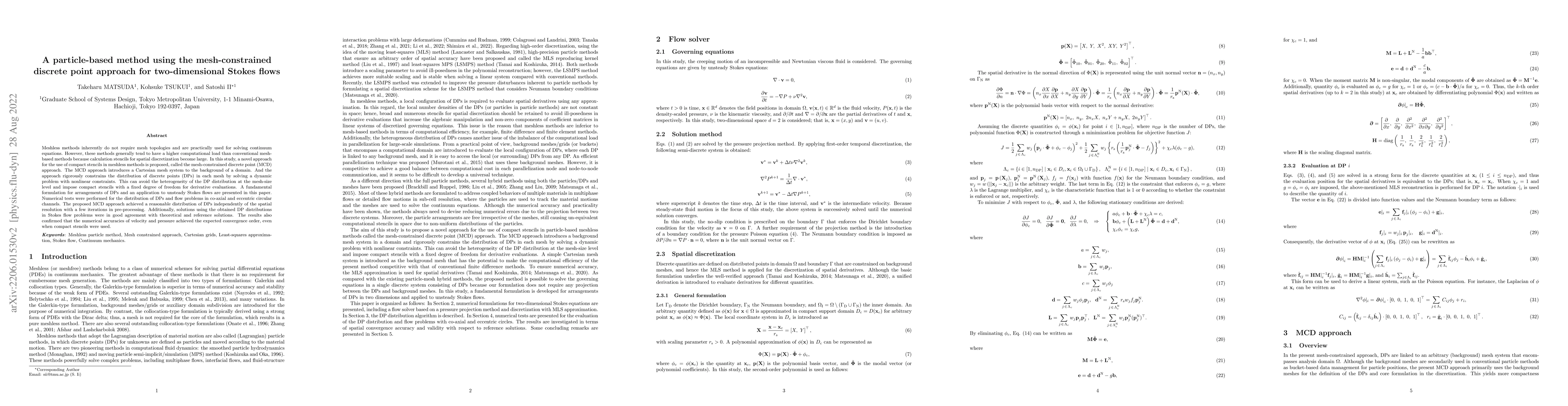 Thumbnail for A particle-based method using the mesh-constrained discrete point
  approach for two-dimensional Stokes flows
