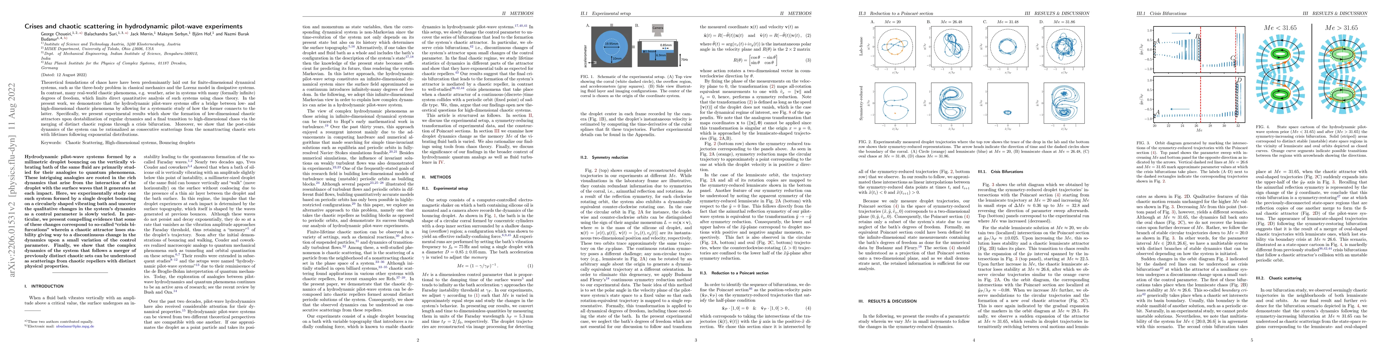 Thumbnail for Crises and chaotic scattering in hydrodynamic pilot-wave experiments
