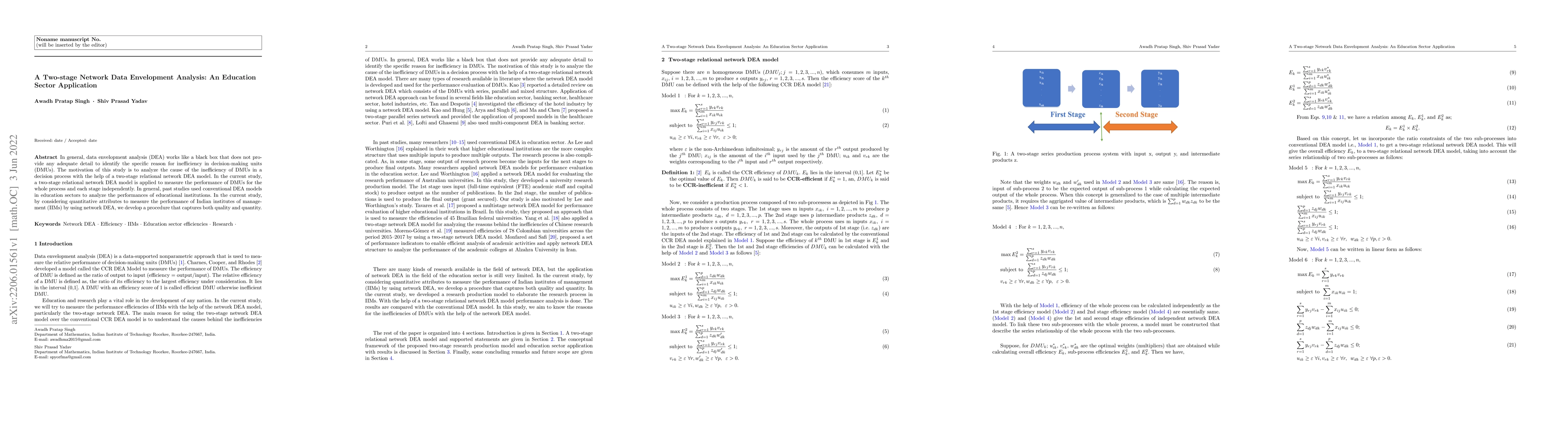 Thumbnail for A Two-stage Network Data Envelopment Analysis: An Education Sector
  Application