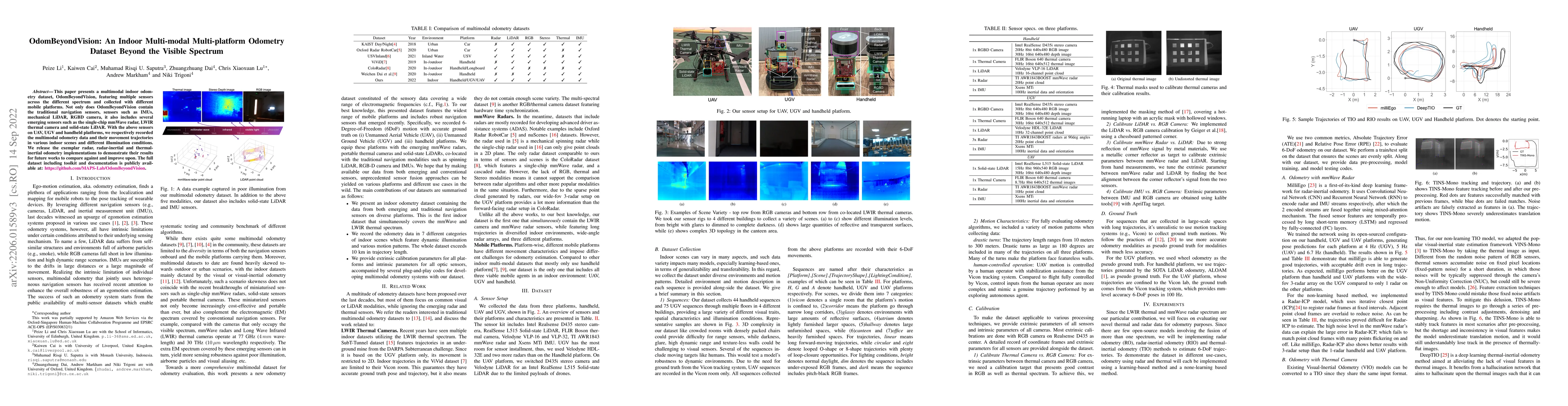 Thumbnail for OdomBeyondVision: An Indoor Multi-modal Multi-platform Odometry Dataset
  Beyond the Visible Spectrum