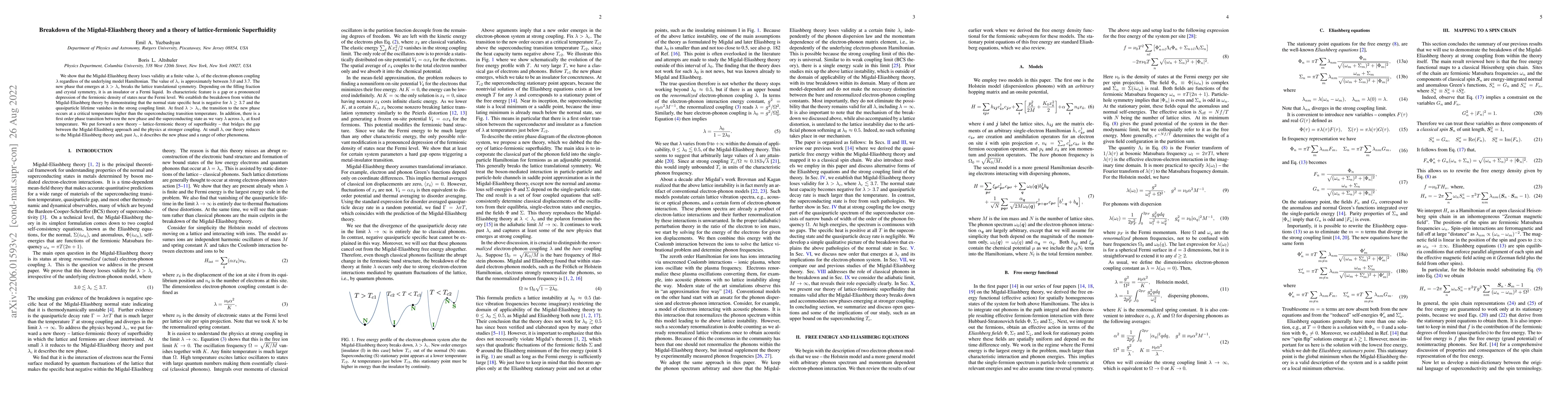 Thumbnail for Breakdown of the Migdal-Eliashberg theory and a theory of
  lattice-fermionic superfluidity
