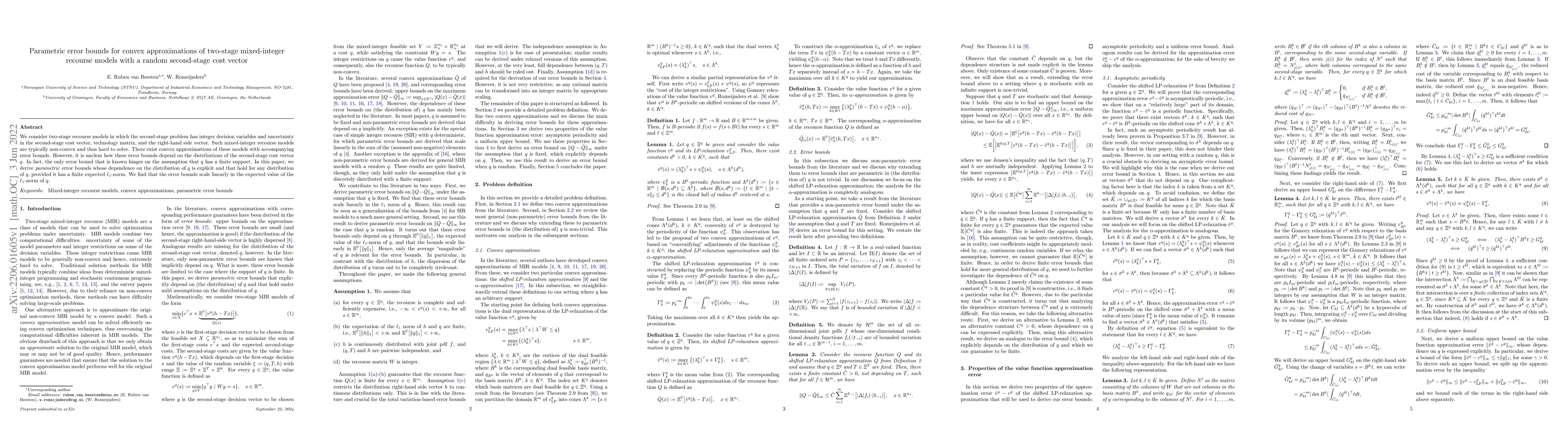 Thumbnail for Parametric error bounds for convex approximations of two-stage
  mixed-integer recourse models with a random second-stage cost vector