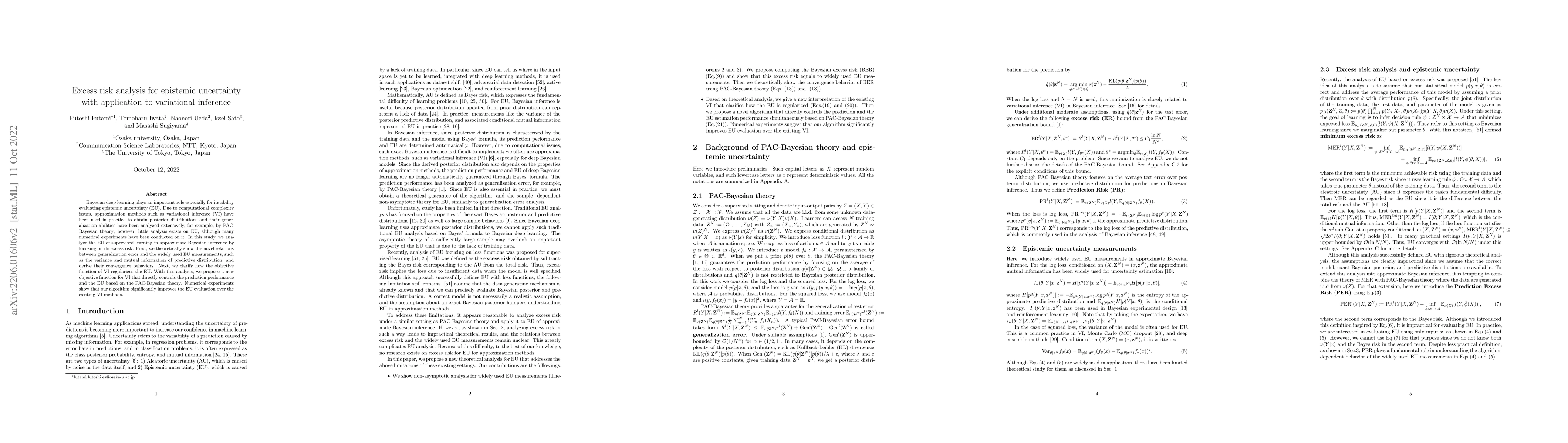 Thumbnail for Excess risk analysis for epistemic uncertainty with application to
  variational inference