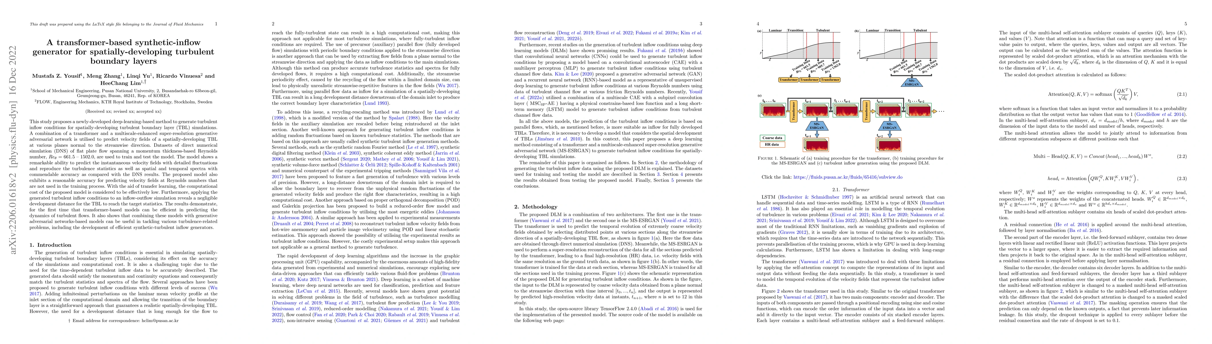 Thumbnail for A transformer-based synthetic-inflow generator for spatially-developing
  turbulent boundary layers