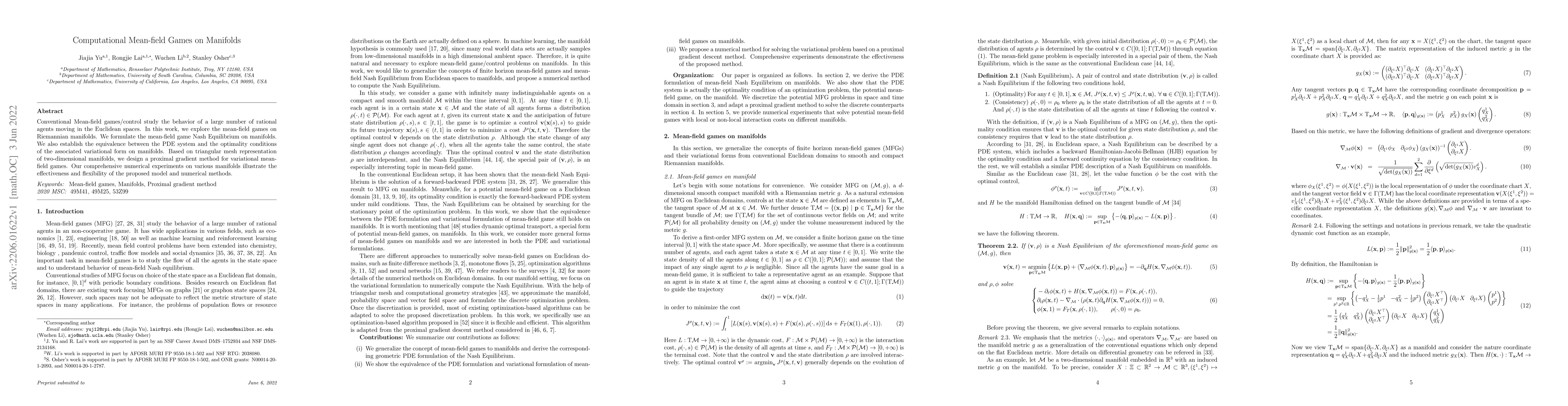 Thumbnail for Computational Mean-field Games on Manifolds
