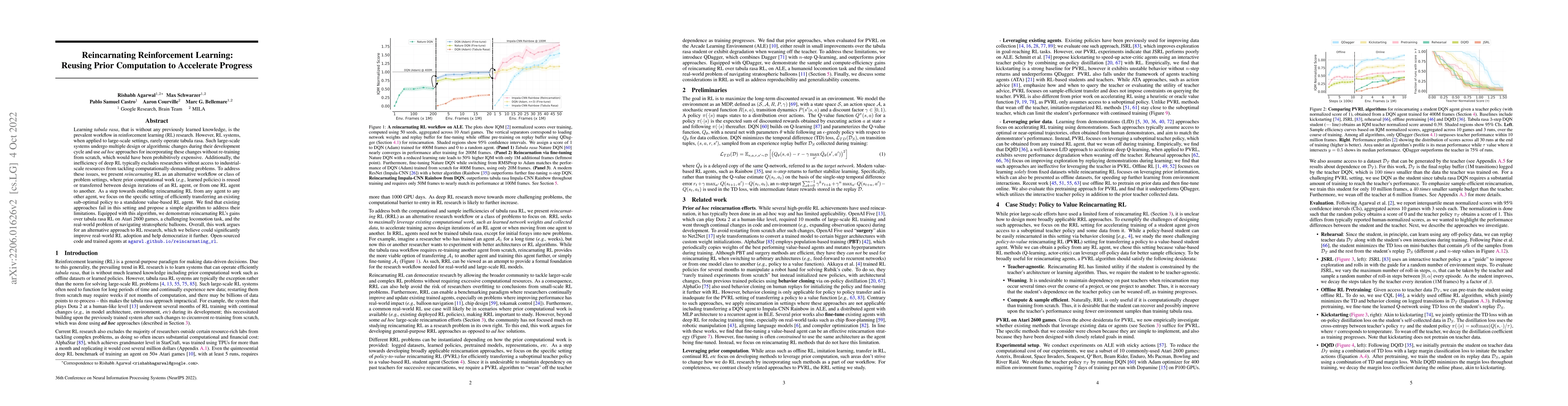 Thumbnail for Reincarnating Reinforcement Learning: Reusing Prior Computation to
  Accelerate Progress