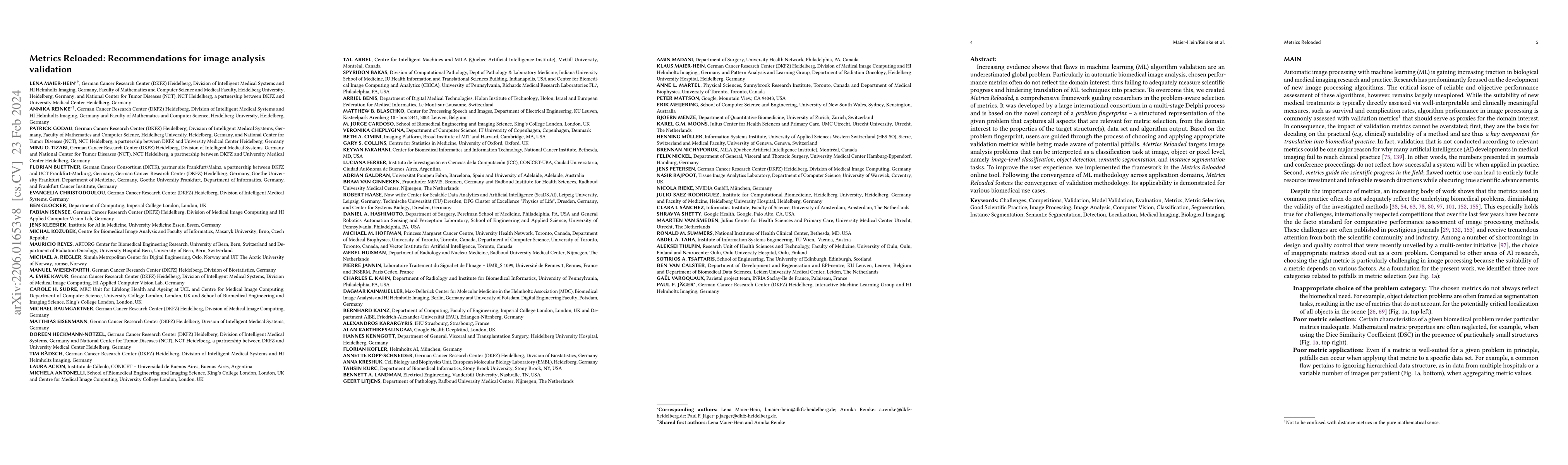 Thumbnail for Metrics reloaded: Recommendations for image analysis validation