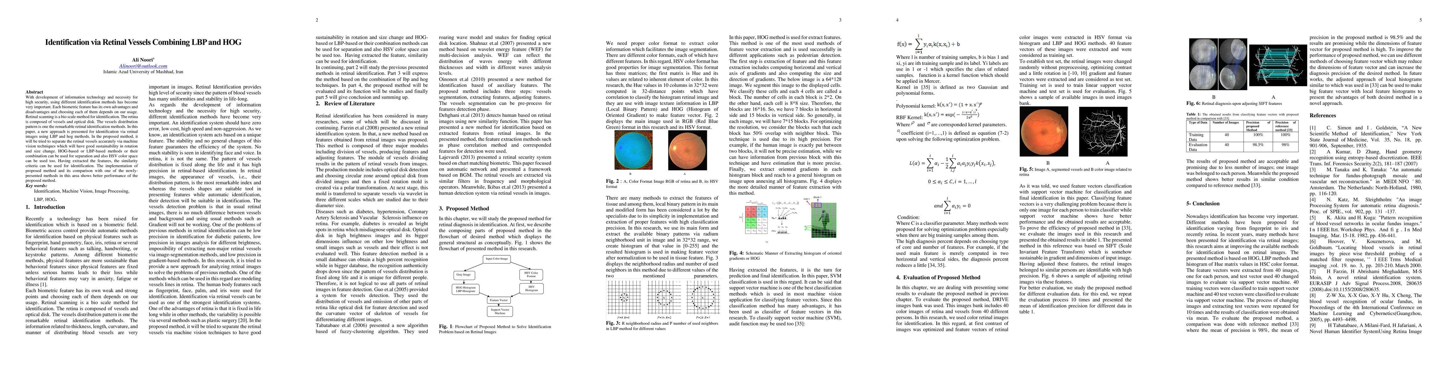 Thumbnail for Identification via Retinal Vessels Combining LBP and HOG