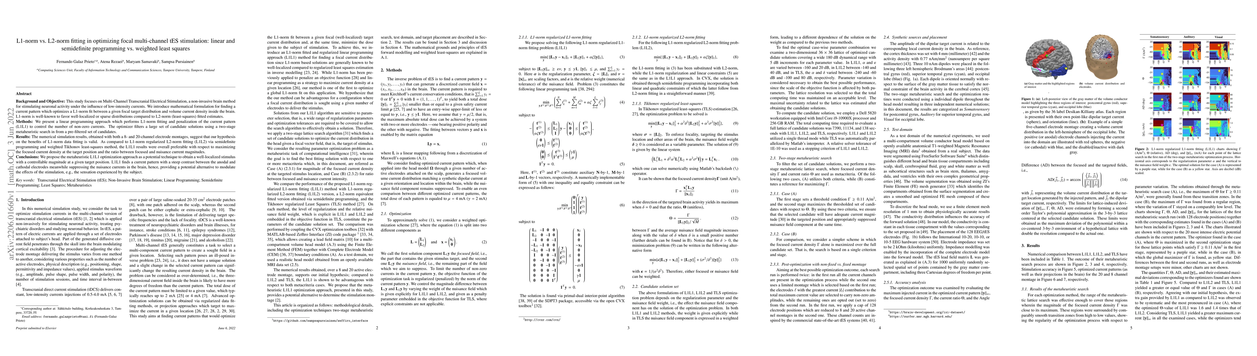 Thumbnail for L1-norm vs. L2-norm fitting in optimizing focal multi-channel tES
  stimulation: linear and semidefinite programming vs. weighted least squares