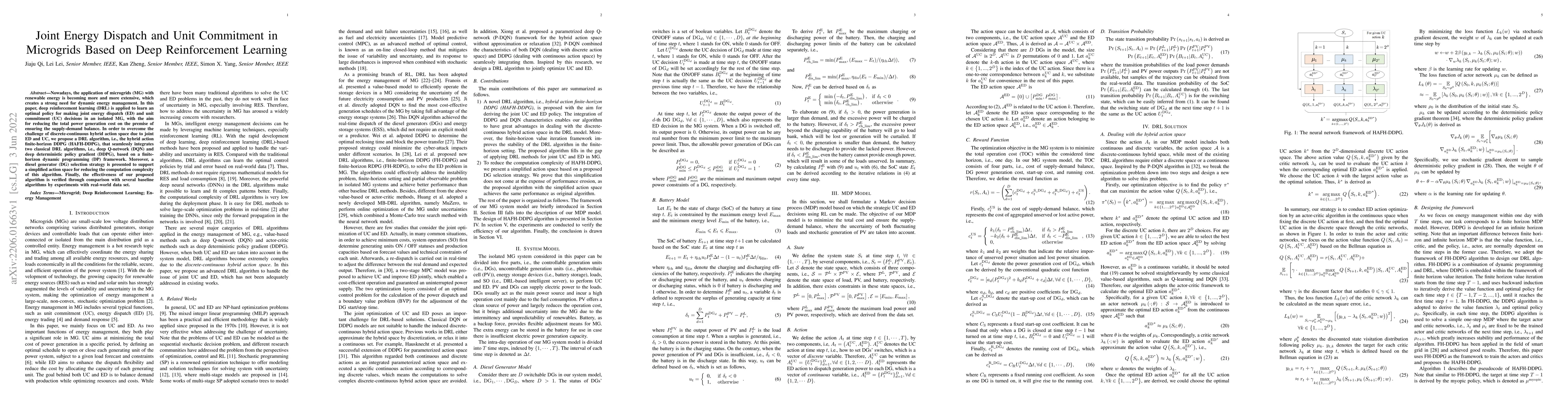 Thumbnail for Joint Energy Dispatch and Unit Commitment in Microgrids Based on Deep
  Reinforcement Learning