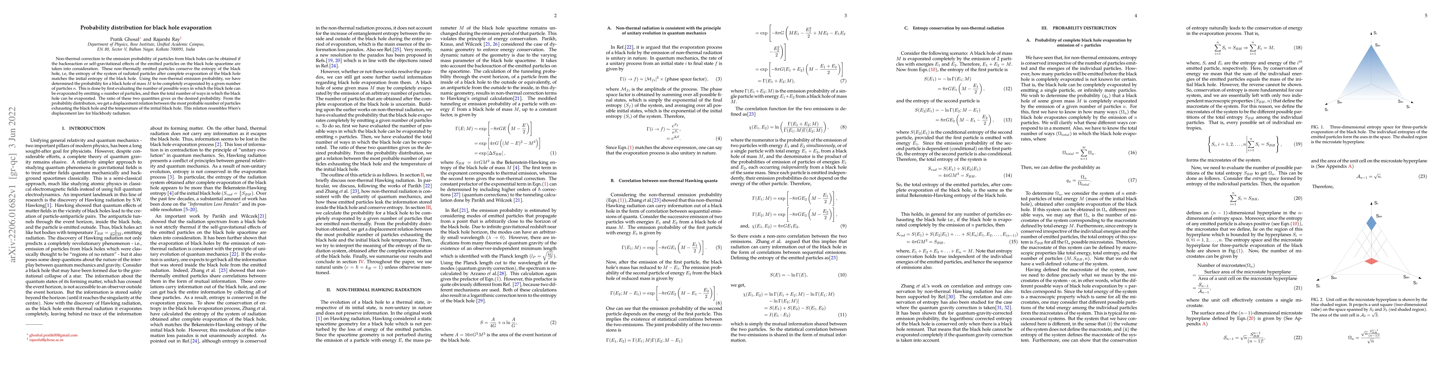 Thumbnail for Probability distribution for black hole evaporation