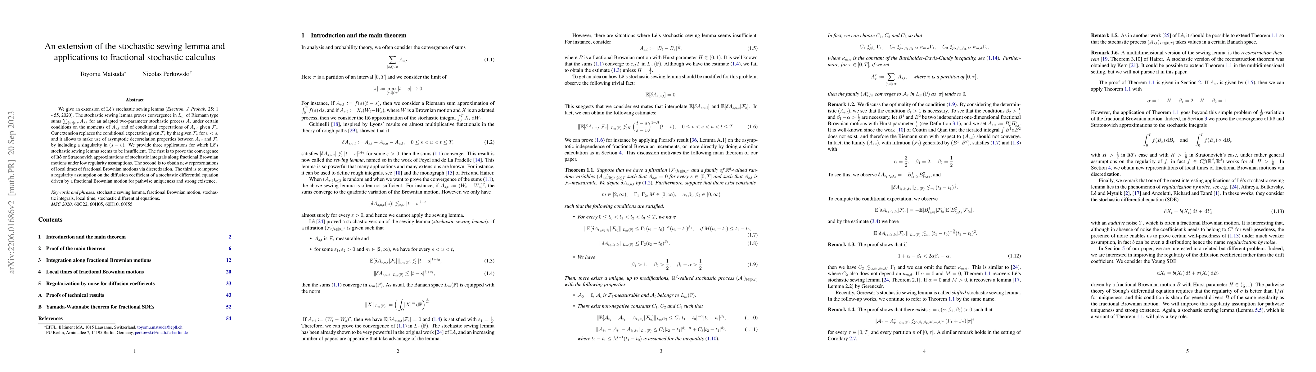 Thumbnail for An extension of the stochastic sewing lemma and applications to
  fractional stochastic calculus