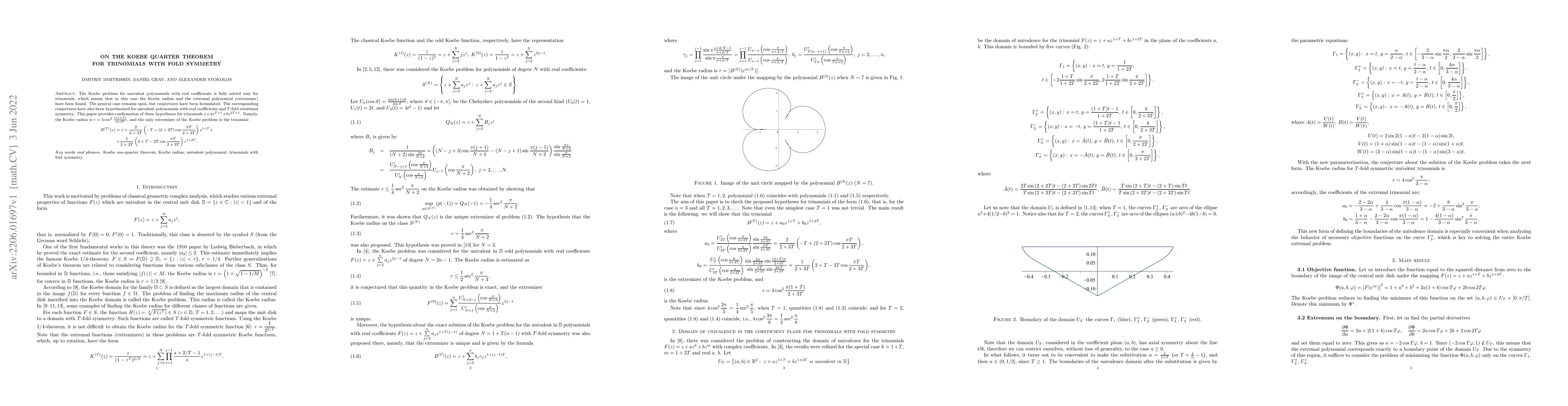 Thumbnail for Koebe's theorem for trinomials with fold symmetry