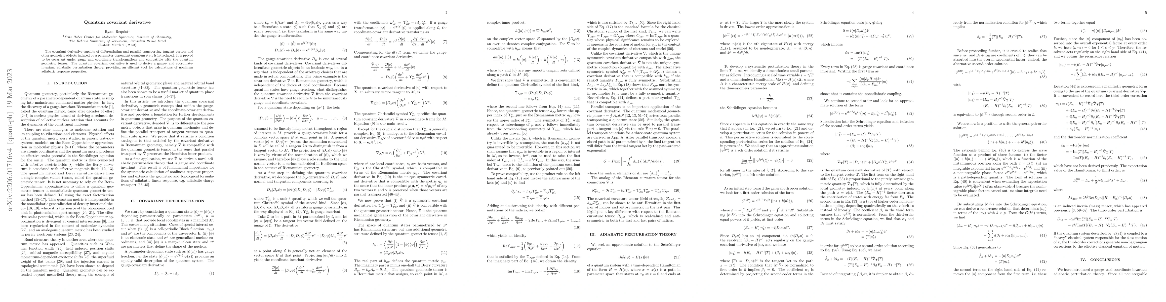 Thumbnail for Quantum covariant derivative