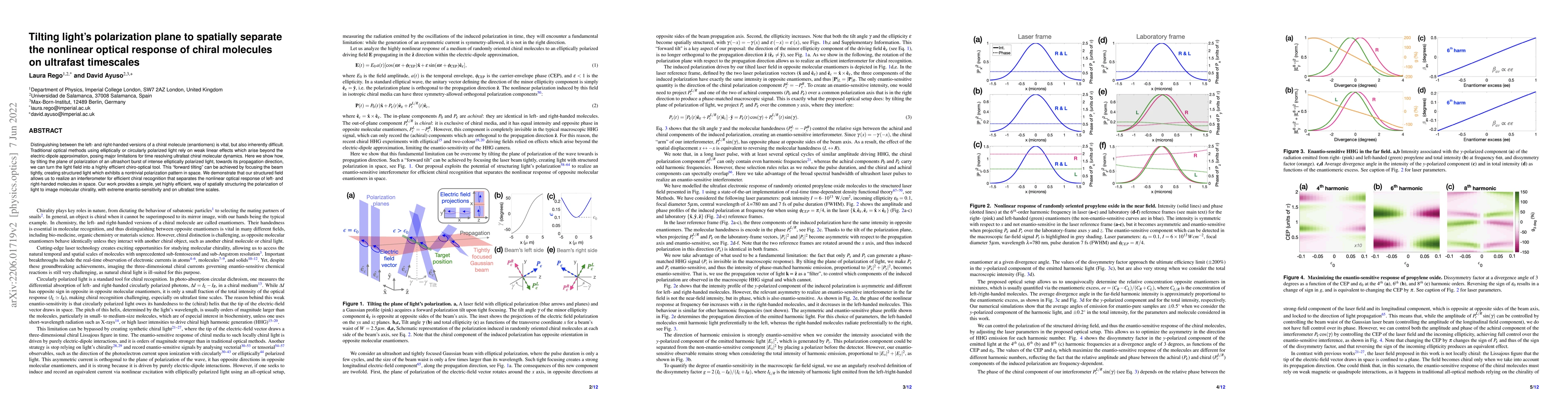 Thumbnail for Tilting light's polarization plane to spatially separate the nonlinear
  optical response of chiral molecules on ultrafast timescales