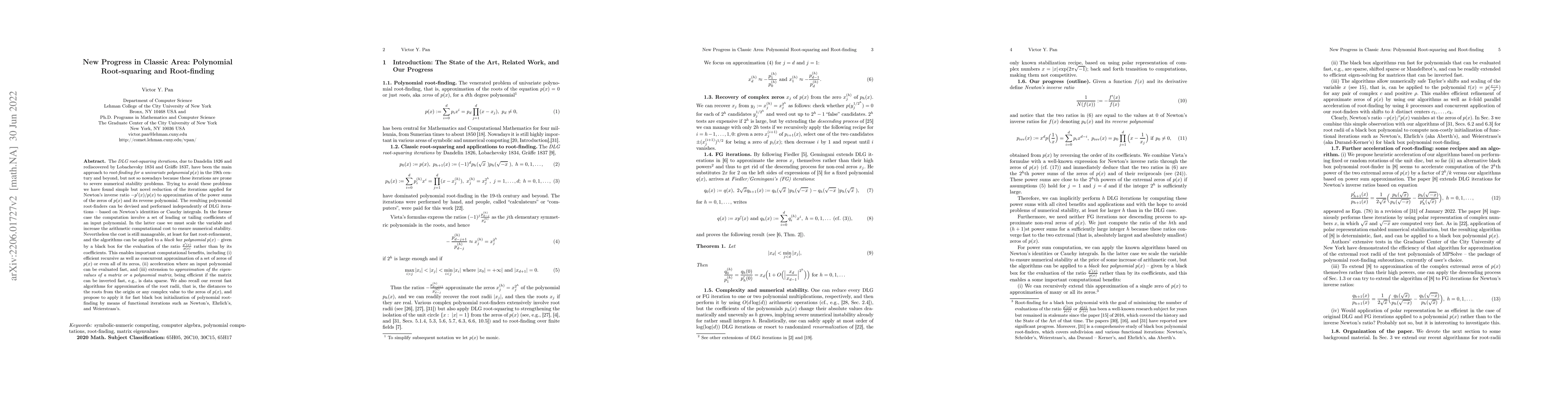 Thumbnail for New Progress in Classic Area: Polynomial Root-squaring and Root-finding