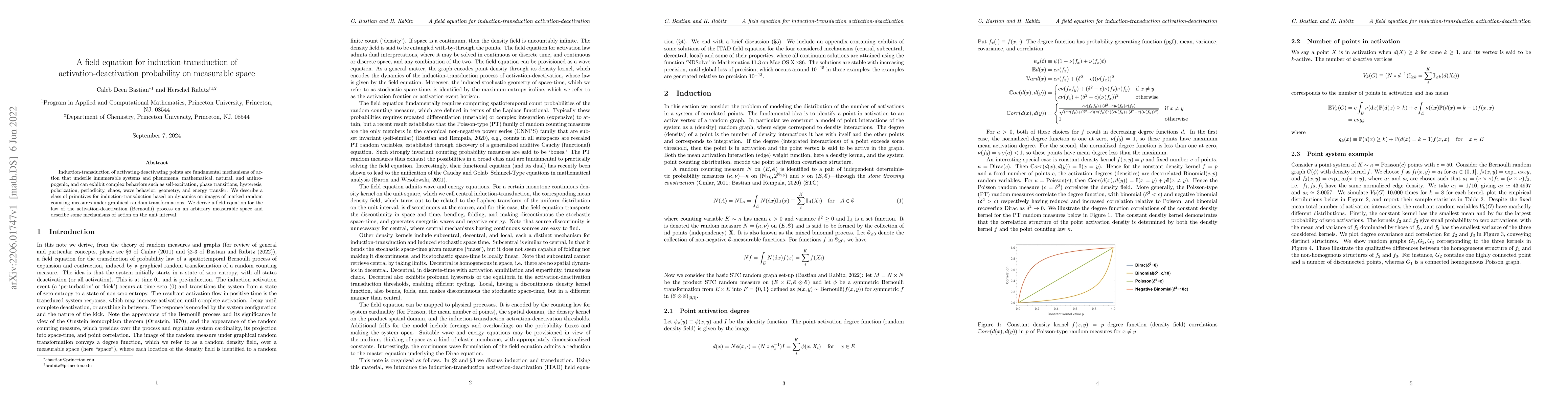 Thumbnail for A field equation for induction-transduction of activation-deactivation
  probability on measurable space
