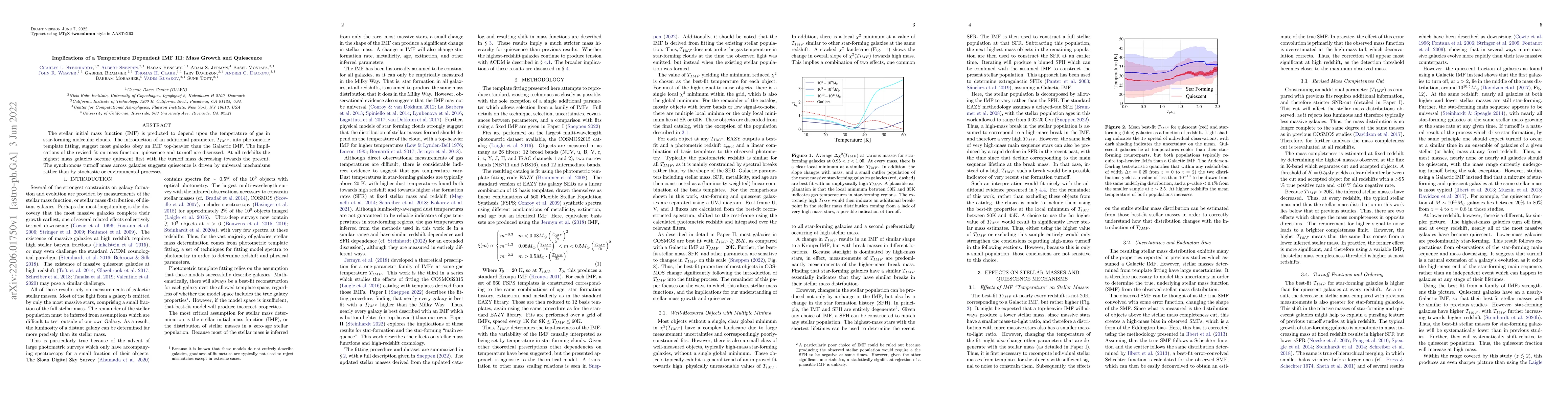 Thumbnail for Implications of a Temperature Dependent IMF III: Mass Growth and
  Quiescence