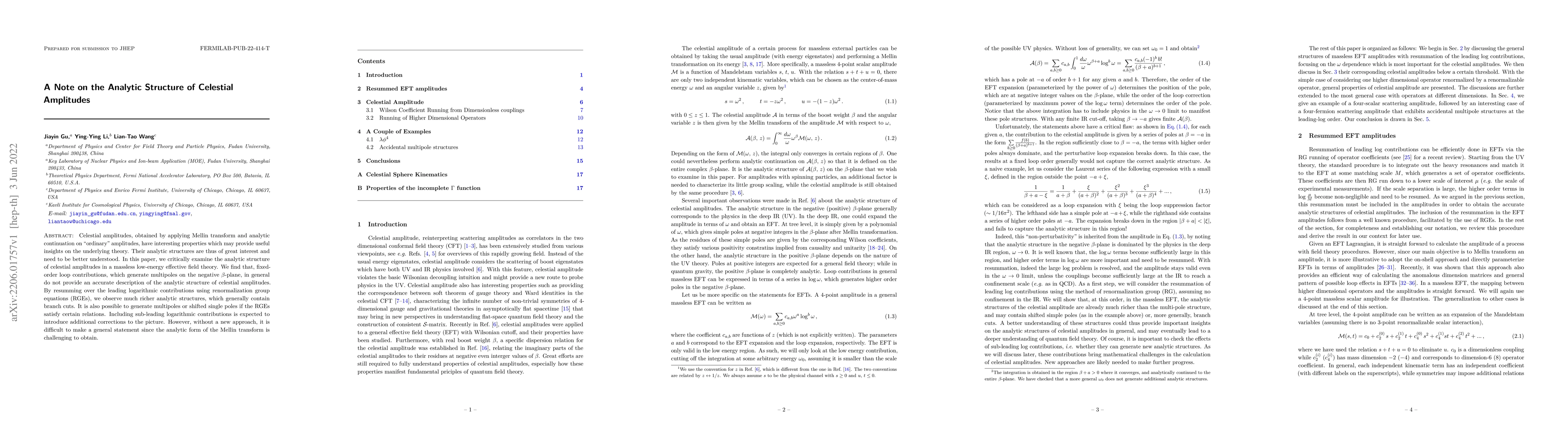 Thumbnail for A Note on the Analytic Structure of Celestial Amplitudes
