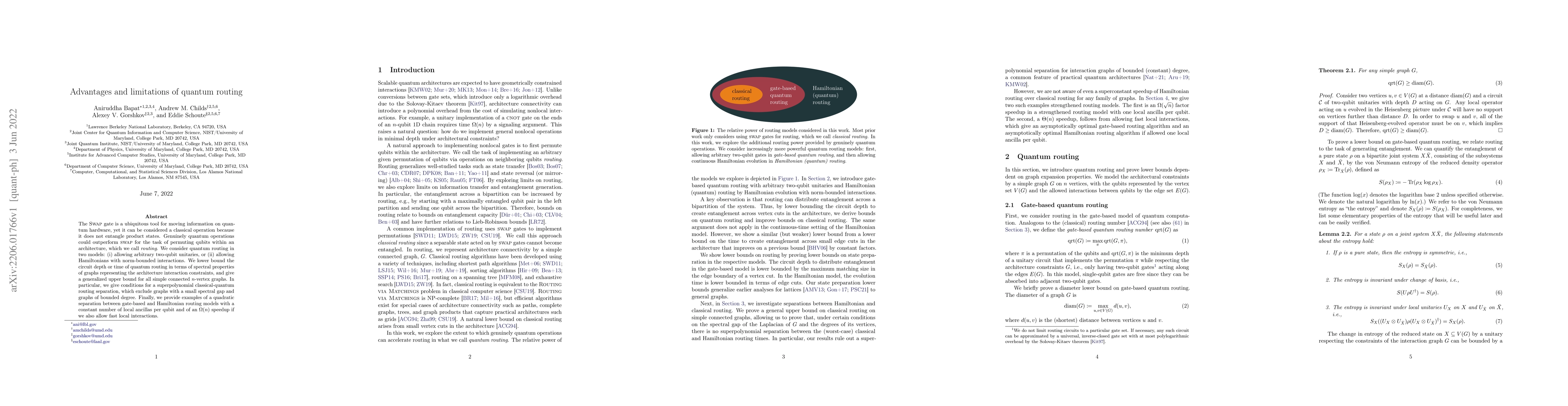 Thumbnail for Advantages and limitations of quantum routing