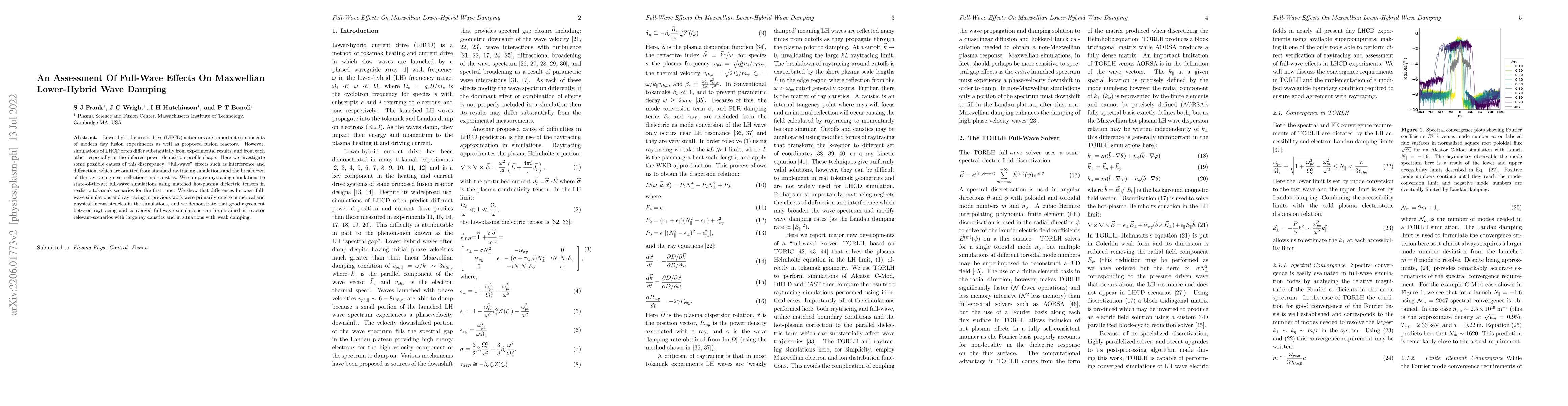 Thumbnail for An Assessment Of Full-Wave Effects On Maxwellian Lower-Hybrid Wave
  Damping