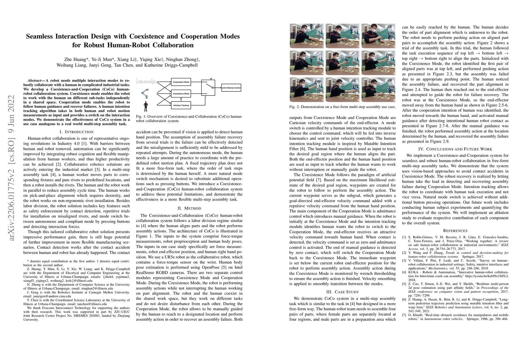 Thumbnail for Seamless Interaction Design with Coexistence and Cooperation Modes for
  Robust Human-Robot Collaboration