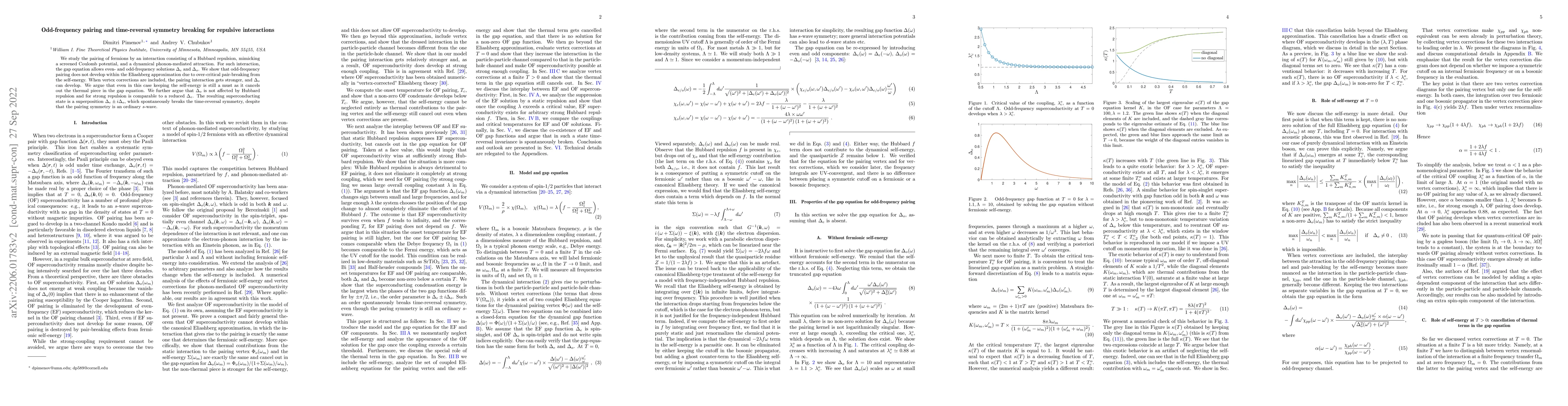 Thumbnail for Odd-frequency pairing and time-reversal symmetry breaking for repulsive
  interactions
