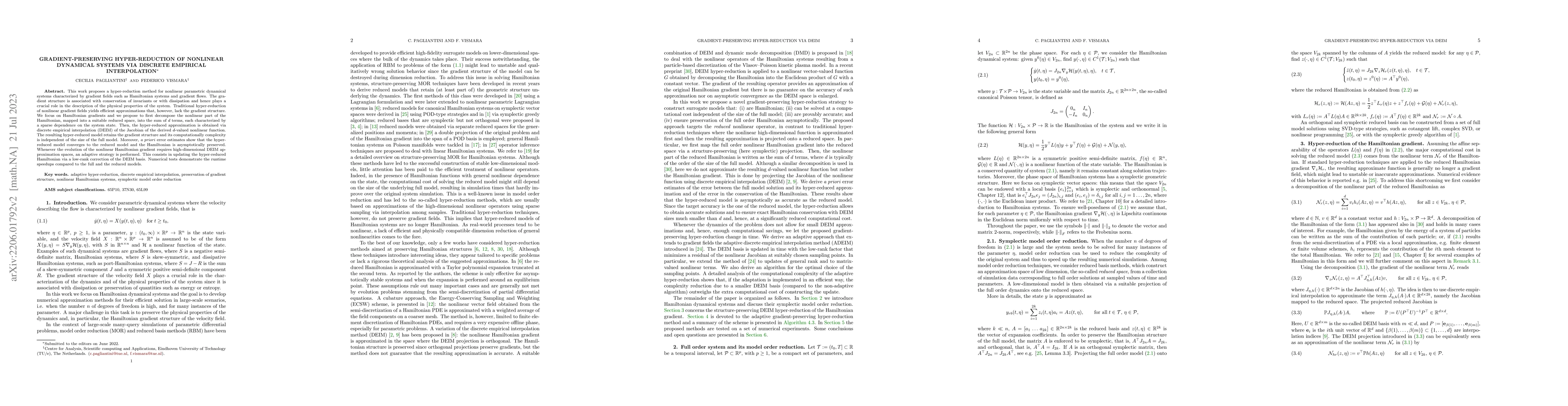 Thumbnail for Gradient-preserving hyper-reduction of nonlinear dynamical systems via
  discrete empirical interpolation