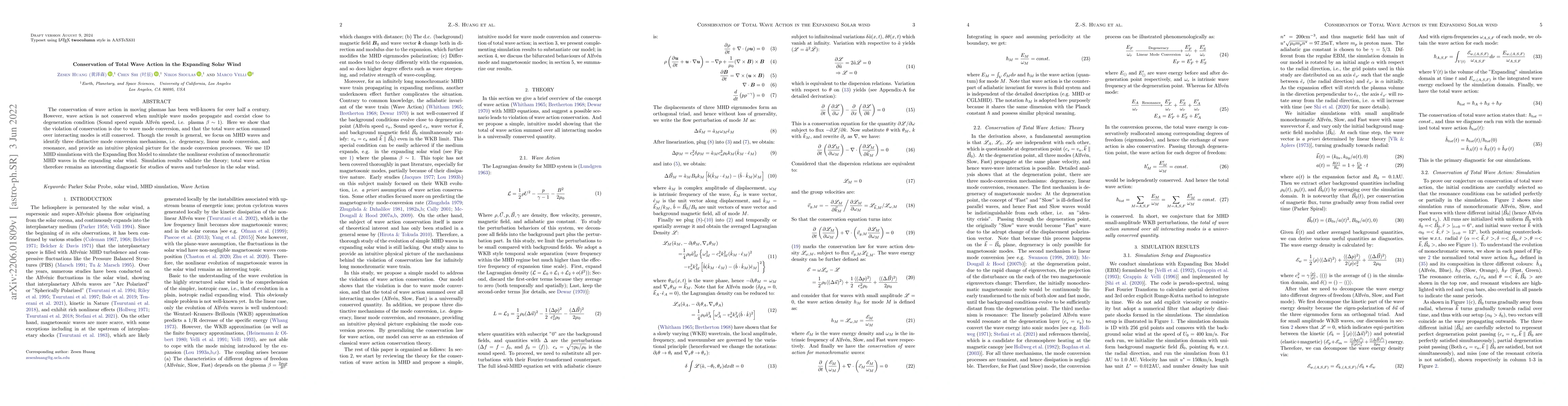 Thumbnail for Conservation of Total Wave Action in the Expanding Solar Wind