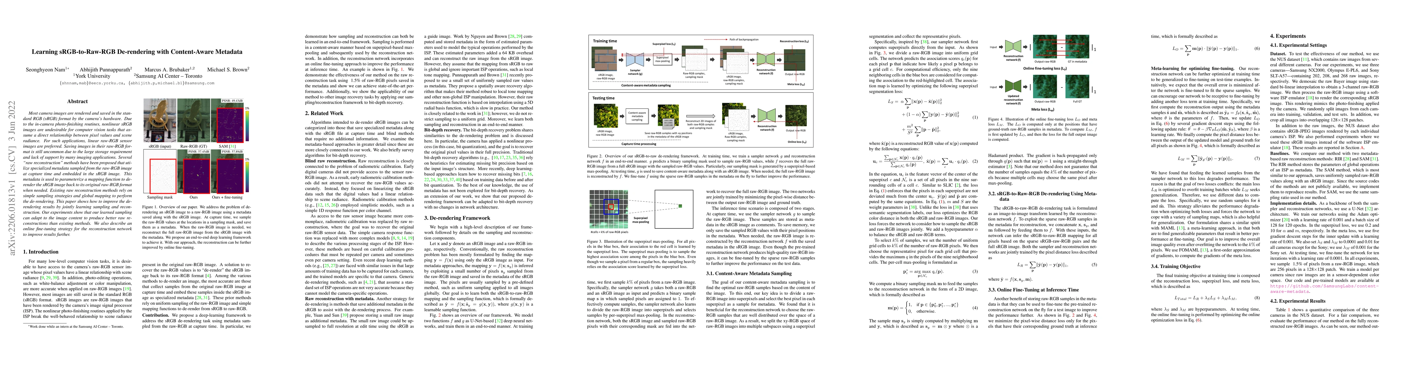Thumbnail for Learning sRGB-to-Raw-RGB De-rendering with Content-Aware Metadata