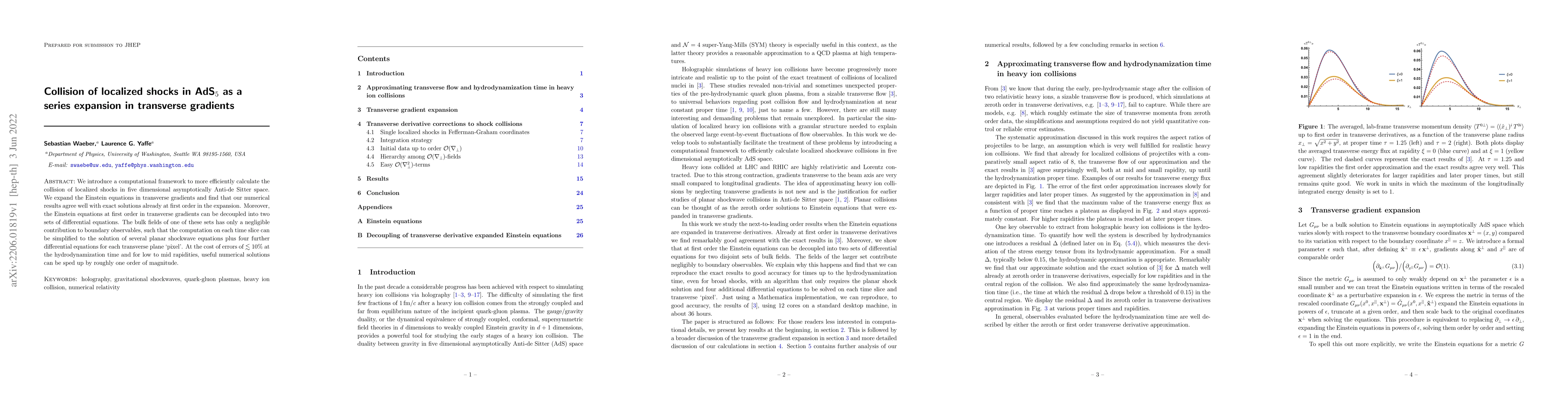 Thumbnail for Collision of localized shocks in AdS$_5$ as a series expansion in
  transverse gradients