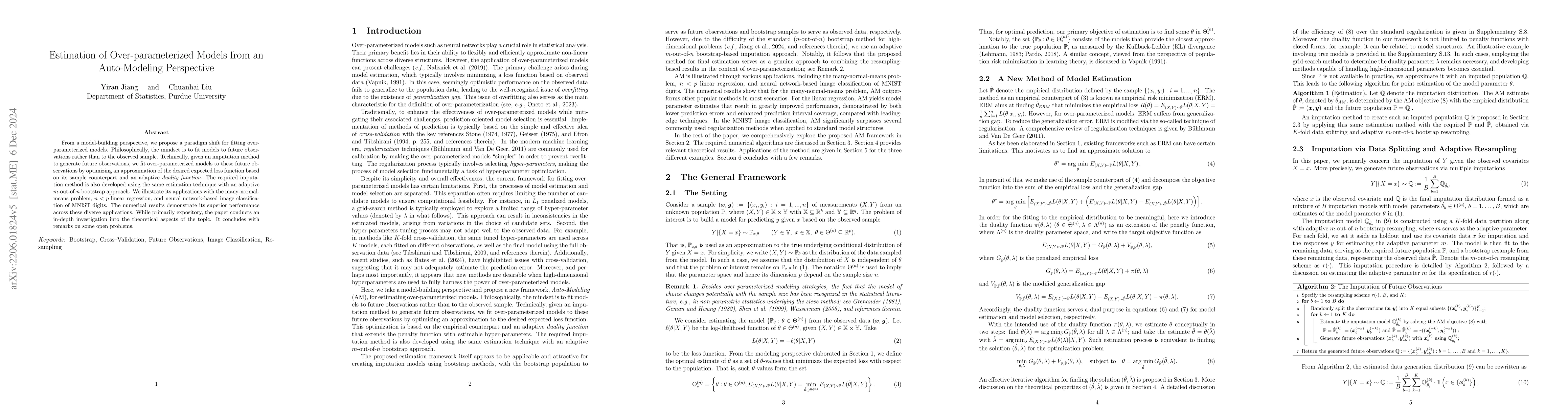 Thumbnail for Estimation of Over-parameterized Models from an Auto-Modeling
  Perspective