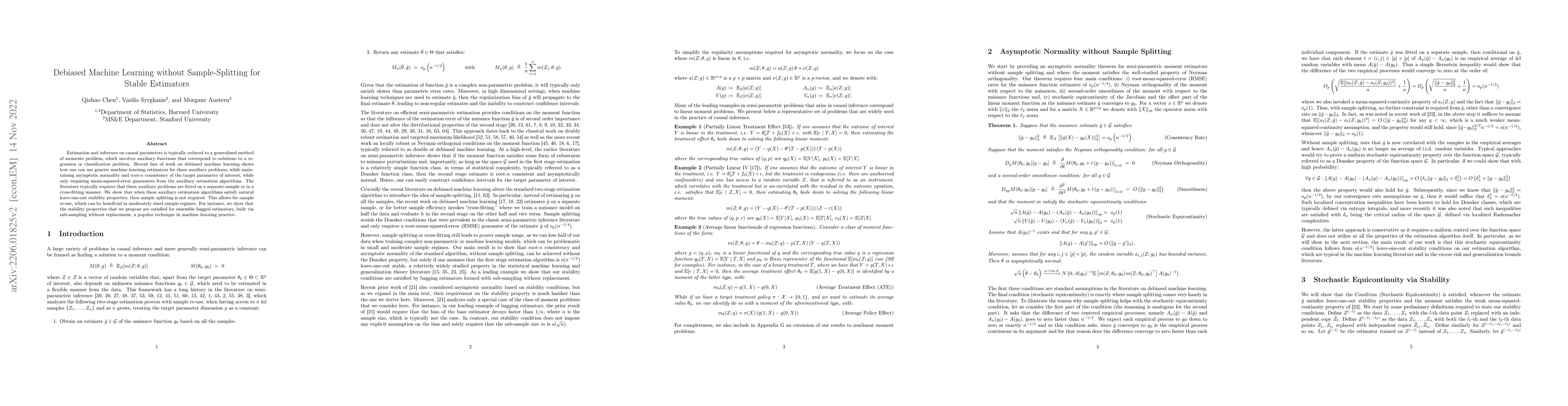 Thumbnail for Debiased Machine Learning without Sample-Splitting for Stable Estimators